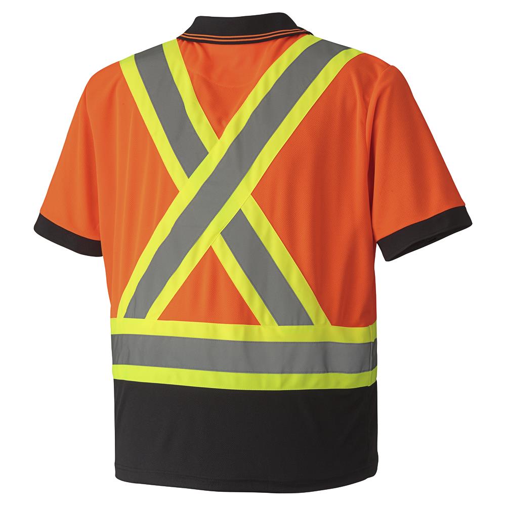 Chandail de sécurité style polo, poly œil de perdrix, orange, GR: L