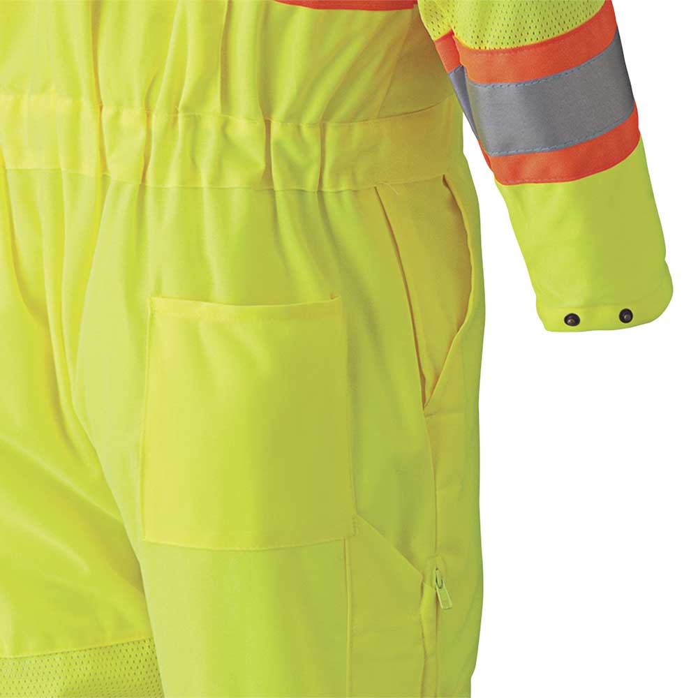 Hi-Vis Traffic Safety Coverall, Zipper Closure, Yellow, SZ: S