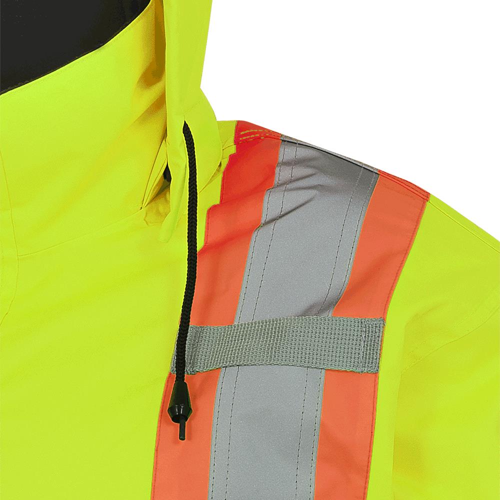 Veste de sécurité légère et imperméable avec capuche amovible, 150D, jaune, SZ : 5XL