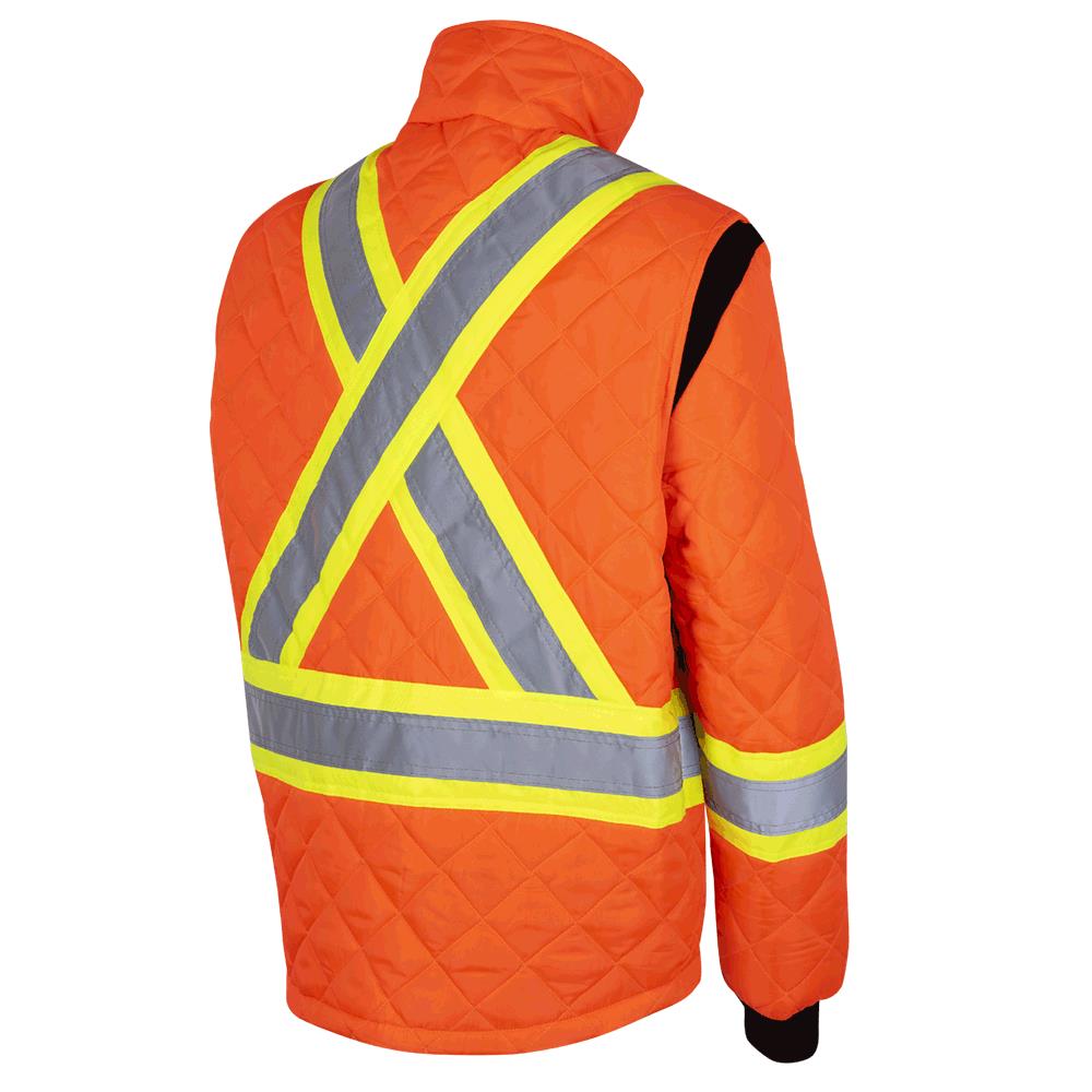 Hi-Vis Quilted Freezer Jacket, Orange, SZ: 2XL