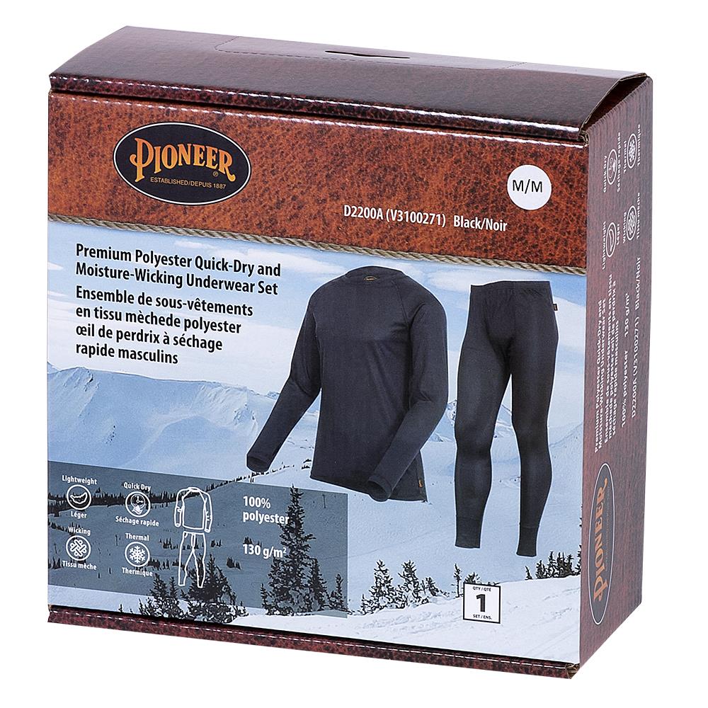 Ensemble de sous-couches à séchage rapide et évacuant l'humidité, noir, SZ : L