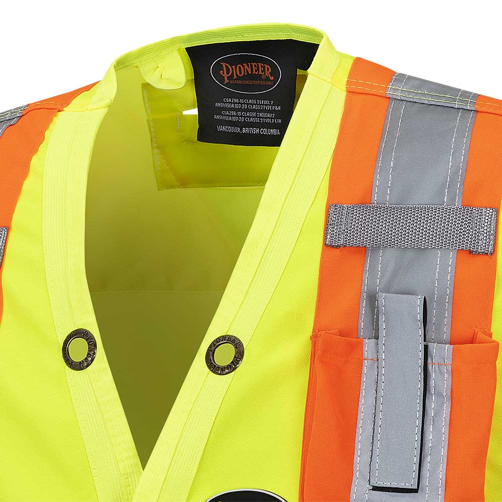 Gilets de sécurité - Polyester en sergé tissé 150D, Boutons pressions, Jaune, GR: L