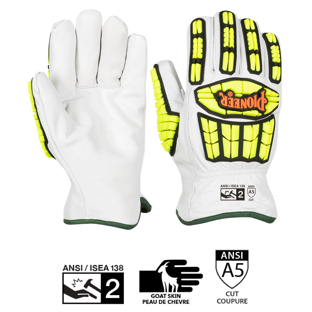 Cut and Impact-Resistant Goatskin Driver's-style Gloves,Level A5, pair, Beige, SZ: L