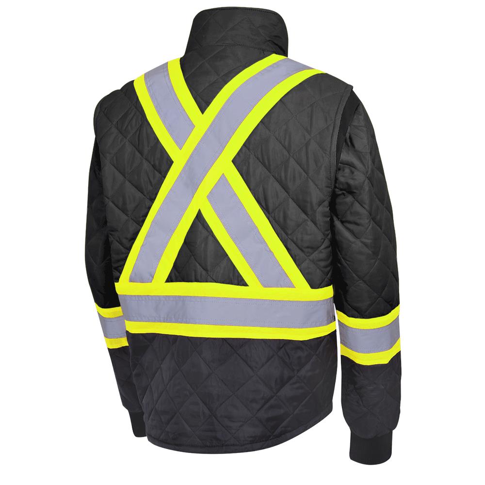 Hi-Vis Quilted Freezer Jacket, Black, SZ: 3XL