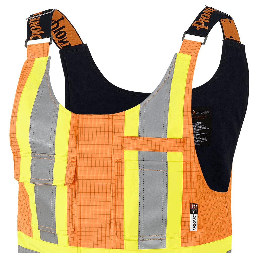 The Defender® Hi-Vis Anti-Static Safety Bib Pants, Orange, SZ: XL