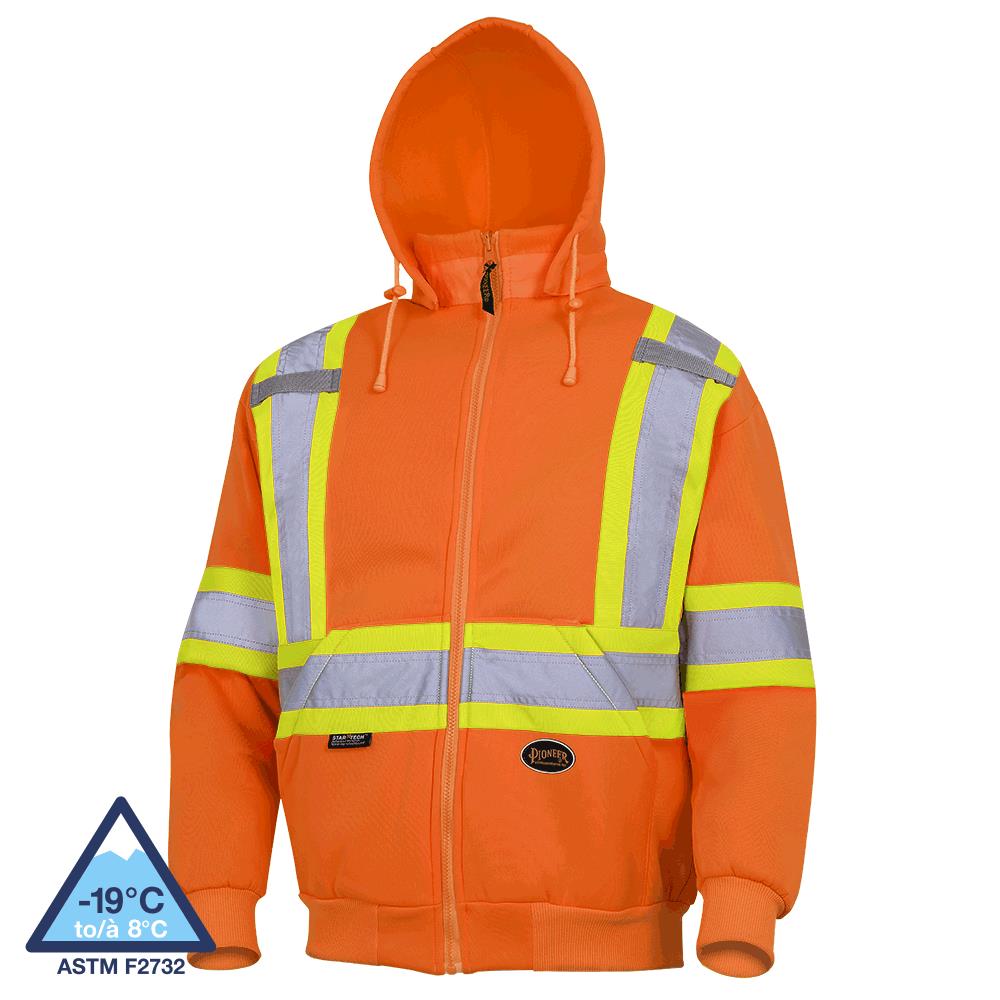Chandail de sécurité à capuchon, molleton de poly, orange, GR: 3XL