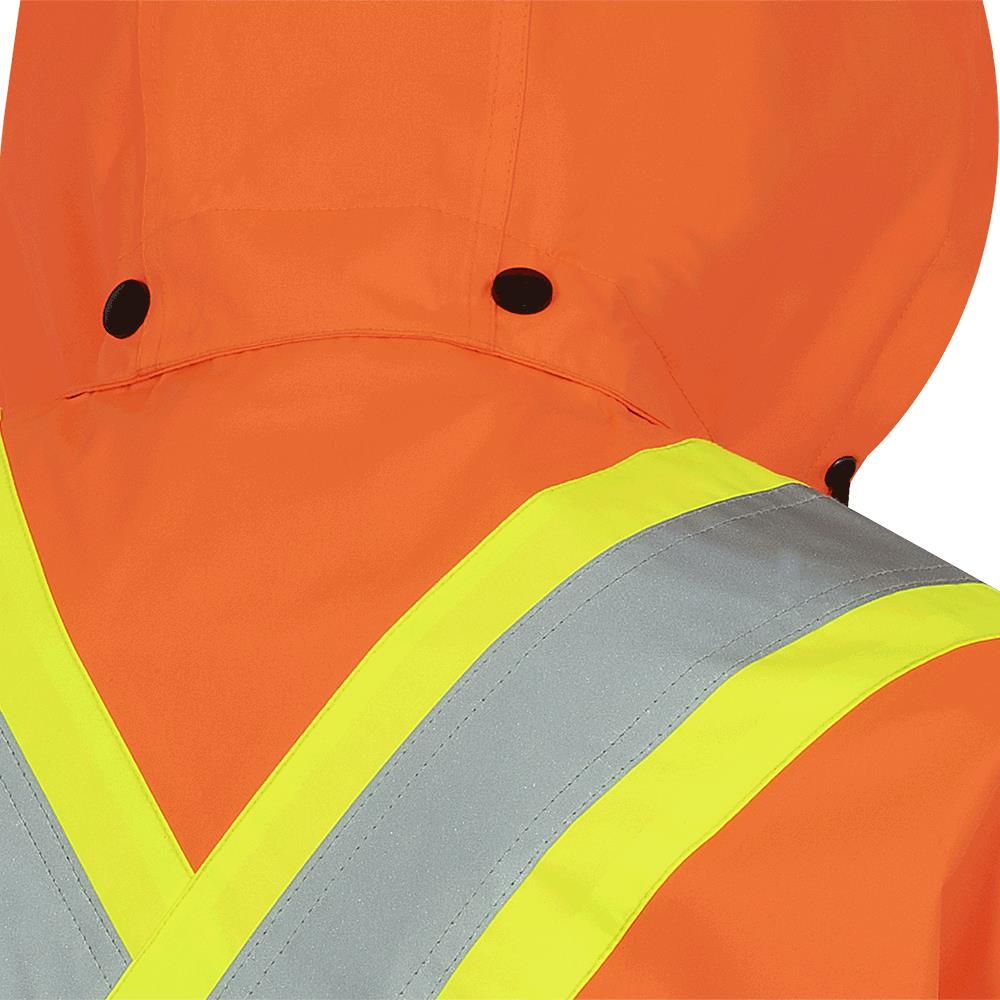 Veste de sécurité légère et imperméable avec capuche amovible, 150D, orange, SZ : 2XL