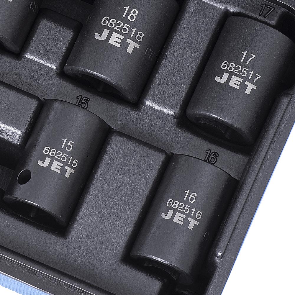 JET Jeu de 12 douilles à chocs métriques à prise de 1/2 po - 6 pans