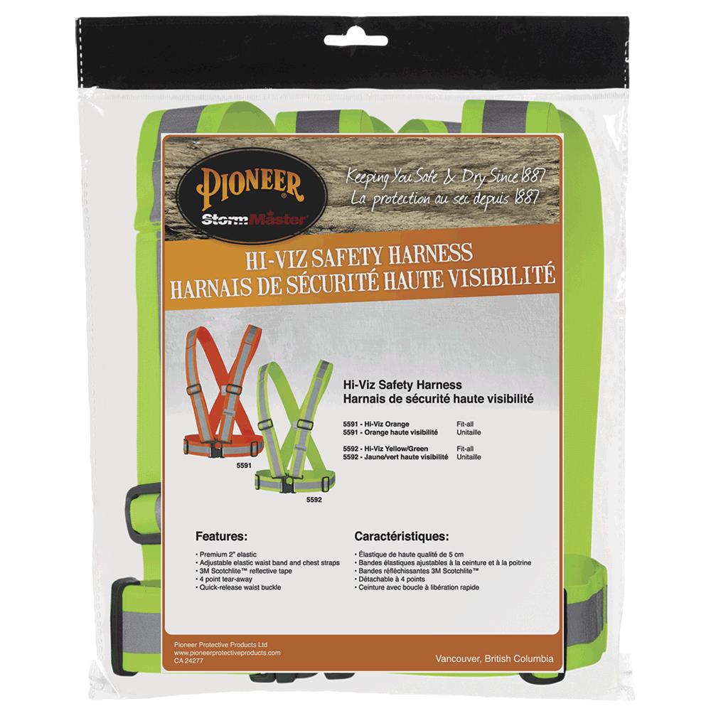 Hi-Viz Safety Sash 4points tear-away with bag, 2in, Yellow, SZ: O/S