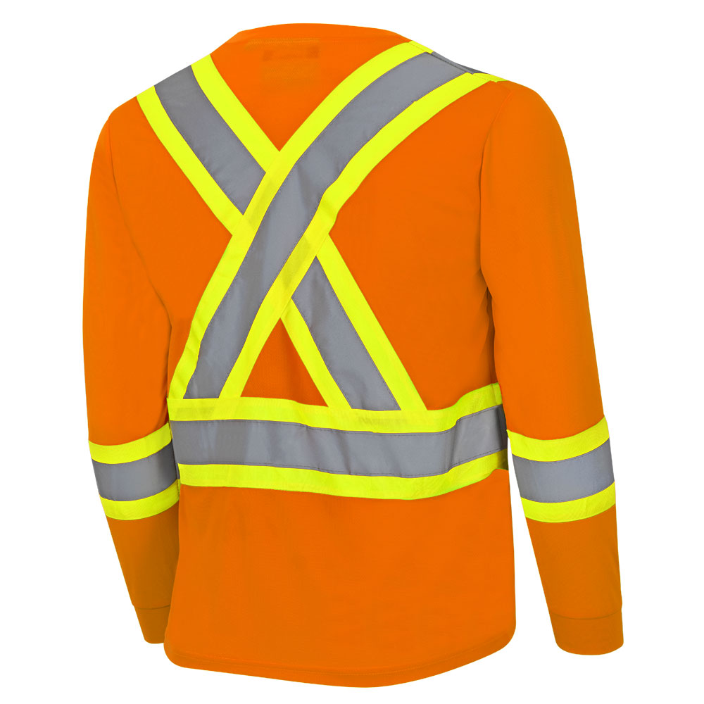 Chandail de sécurité à manches longues en polyester œil de perdrix, Orange, GR: XS