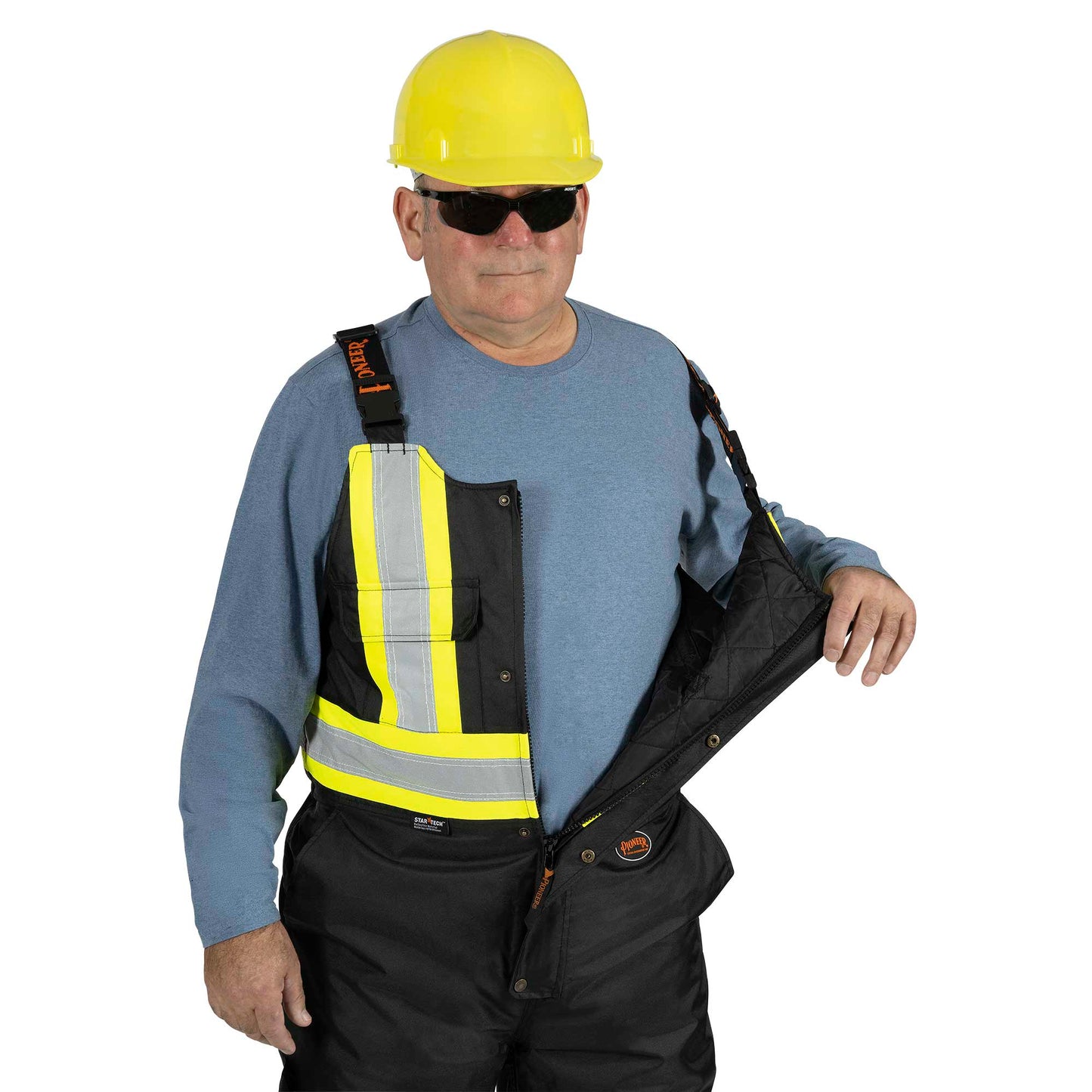 Salopette de sécurité matelassée imperméable haute visibilité, noire, SZ : S