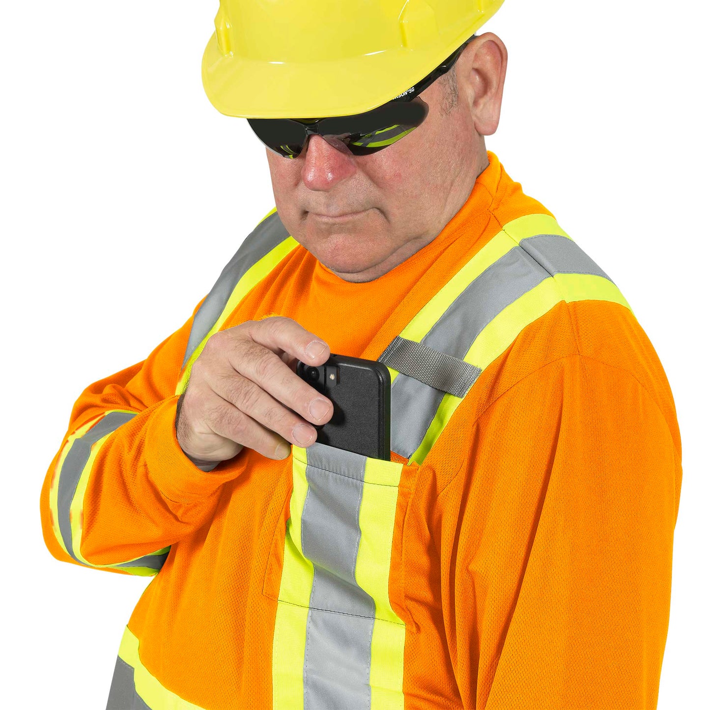 Chandail de sécurité à manches longues en polyester œil de perdrix, Orange, GR: S