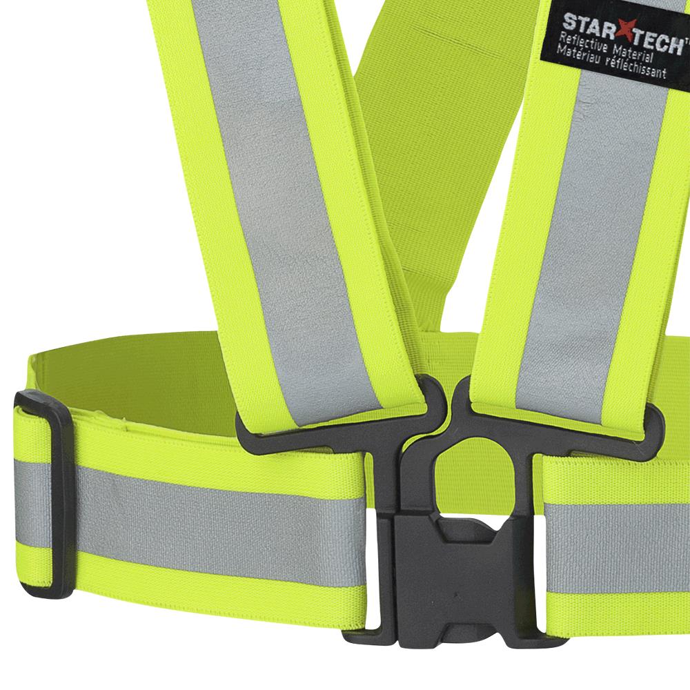Hi-Viz Safety Sash 4points tear-away with bag, 2in, Yellow, SZ: O/S