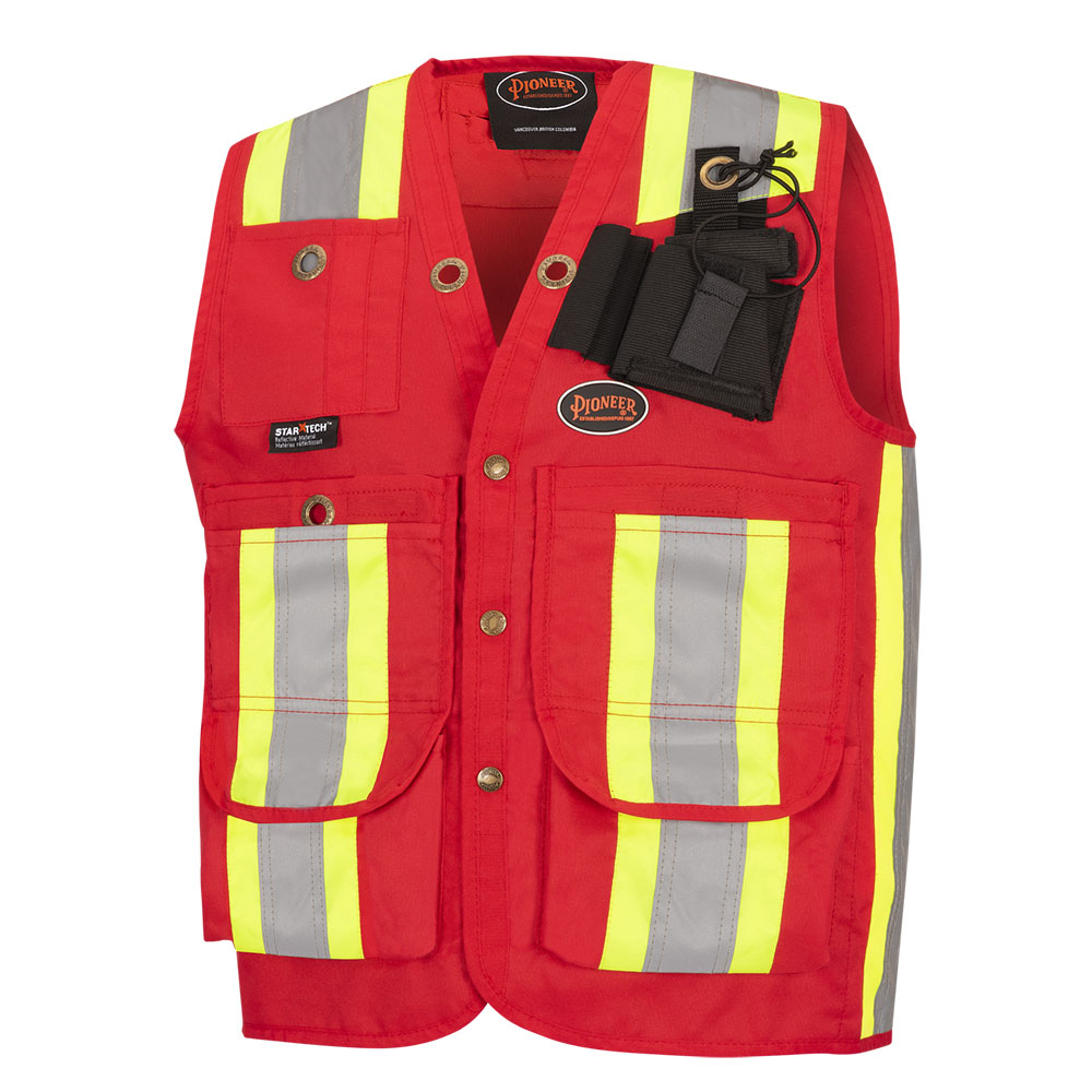 Gilets de sécurité - Polyester Oxford enduit de polyuréthane 600 deniers, Rouge, GR: XL