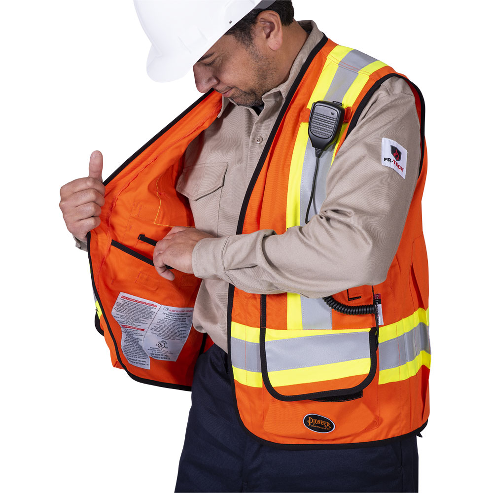 Hi-Viz FR-Tech® Flame Resistant Surveyor's Safety Vests, orange, SZ: XL
