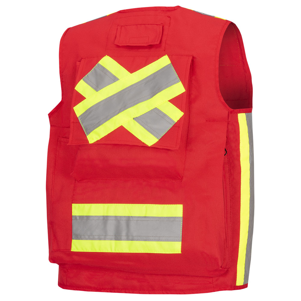 Gilets de sécurité - Polyester Oxford enduit de polyuréthane 600 deniers, Rouge, GR: S