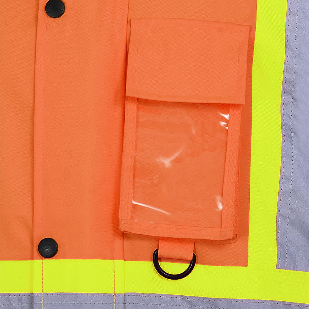 Parka de sécurité matelassée imperméable haute visibilité pour l'hiver, 300D, orange, SZ : L