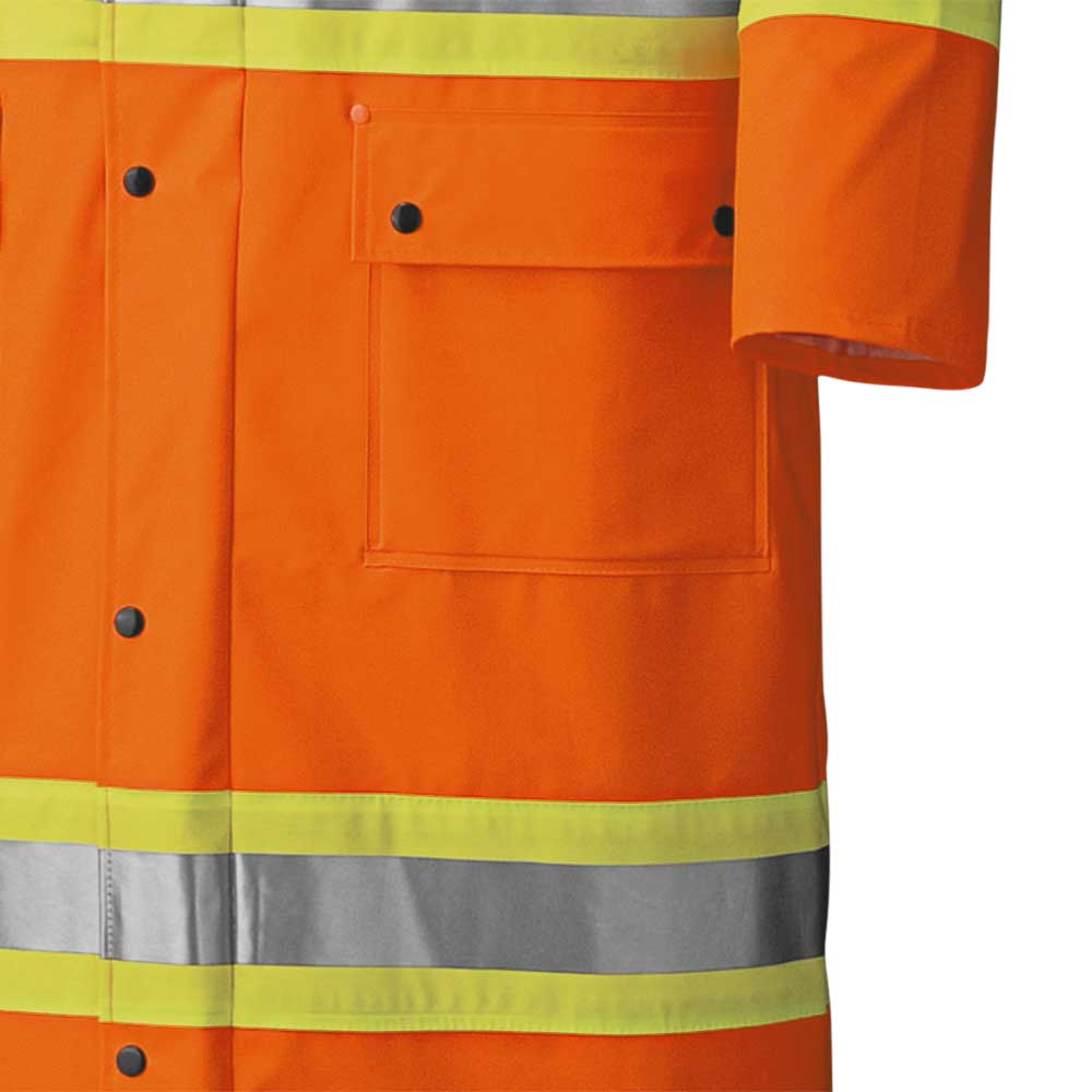 Flame Resistant Stretch Long Waterproof Coat, Orange, SZ: XL