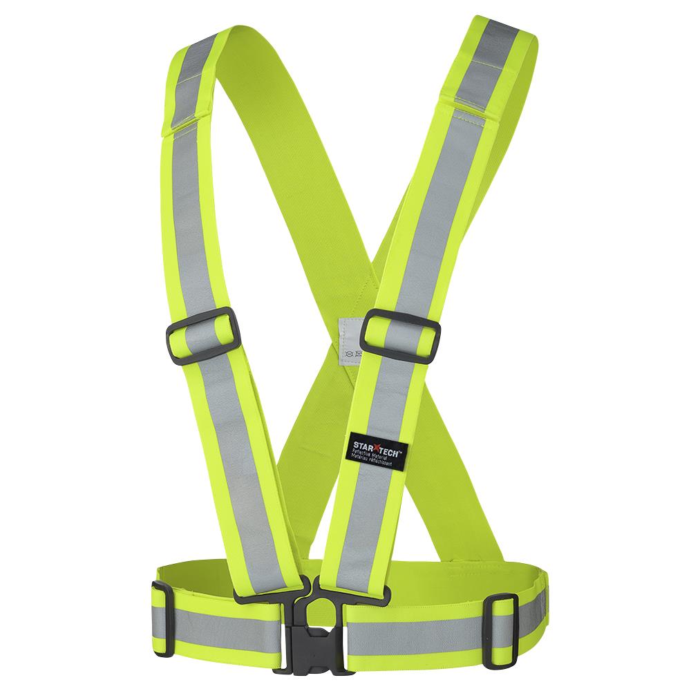 Hi-Viz Safety Sash 4points tear-away with bag, 2in, Yellow, SZ: O/S