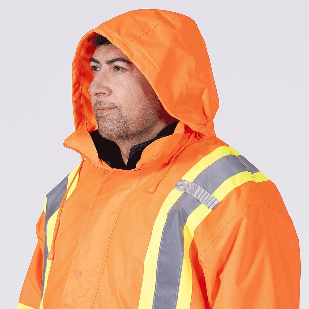 3-In-1 Safety Parka "The Rock" 300D Oxford Poly, Orange, SZ: 3XL