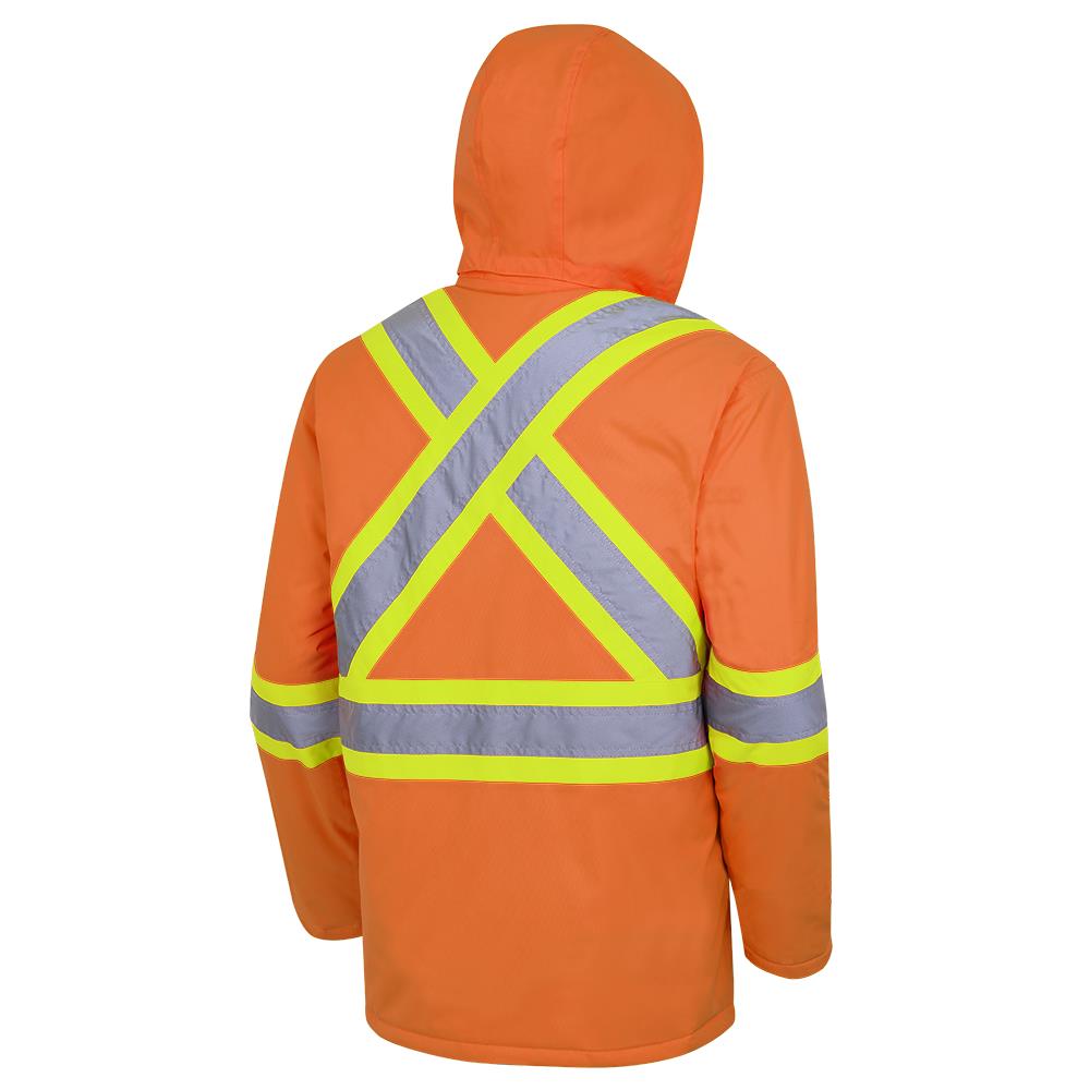 Parka de sécurité matelassée imperméable haute visibilité pour l'hiver, 300D, orange, SZ : L