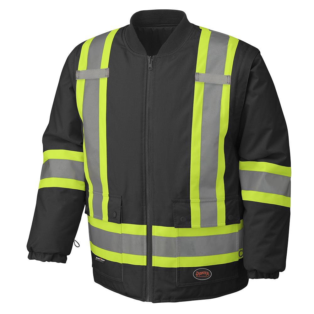 Parkas de sécurité imperméables haute visibilité 7 en 1, noir, SZ : M