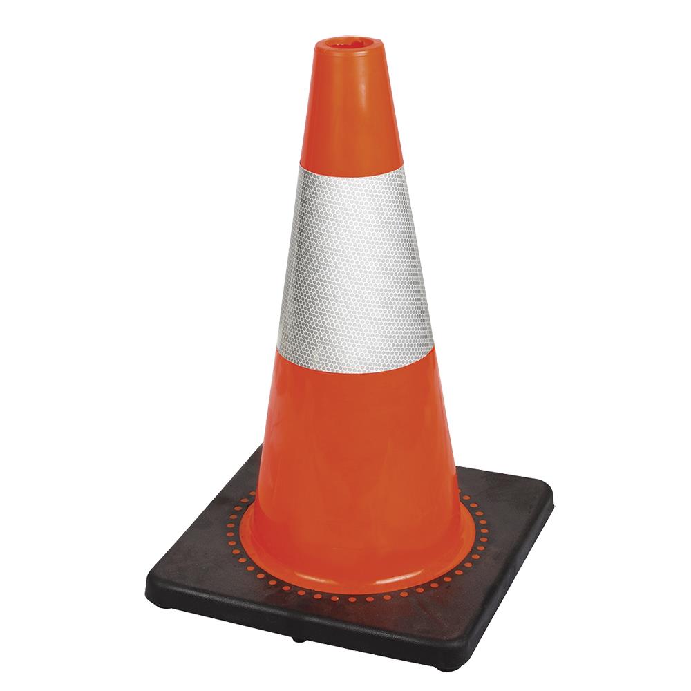 PVC Flexible Safety Cones, 18"(45cm), 6" Reflective Band, Orange