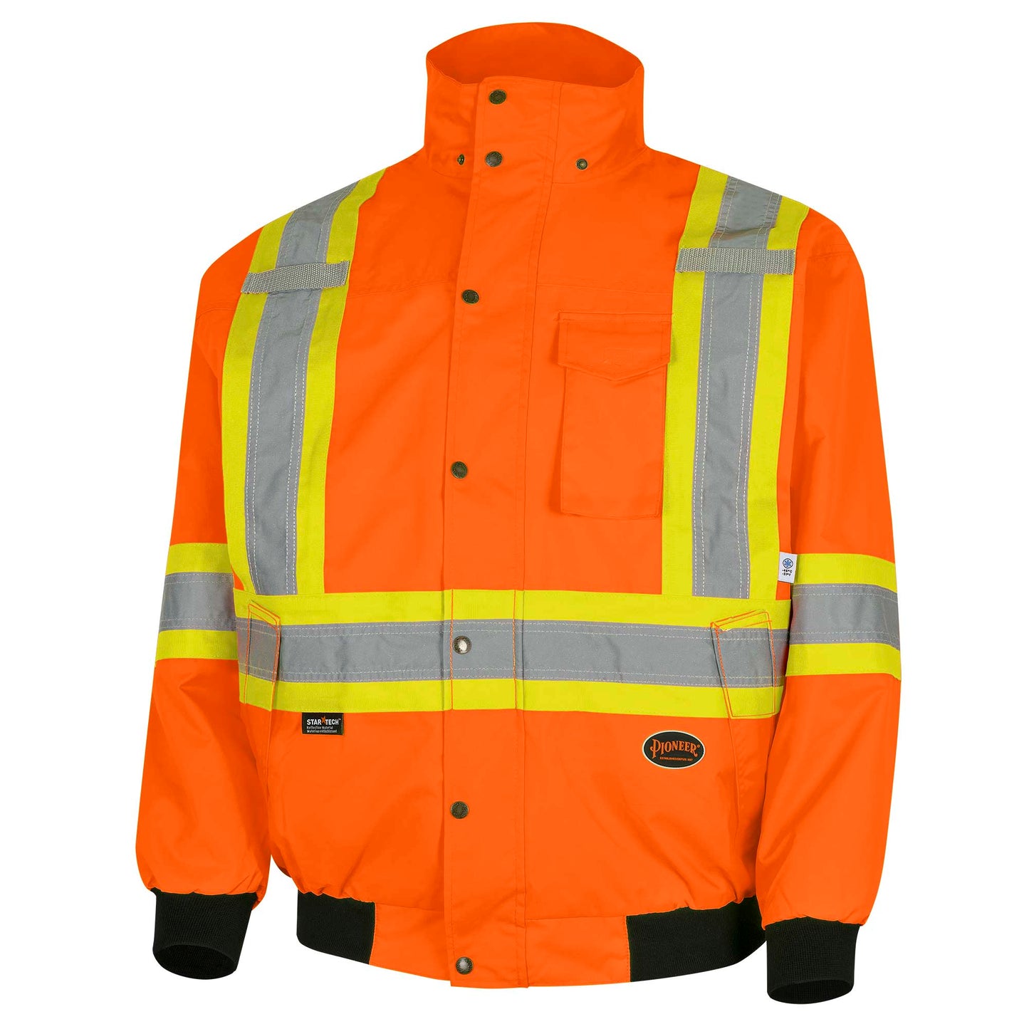 Hi-Vis Waterproof 7-in-1 Safety Bomber Jackets, Orange/Black, SZ: 2XL