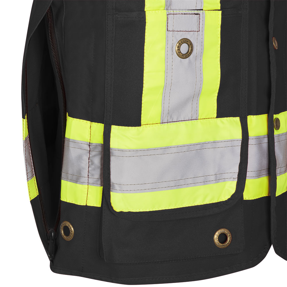 Gilets de sécurité en toile de coton, Noir, GR: L
