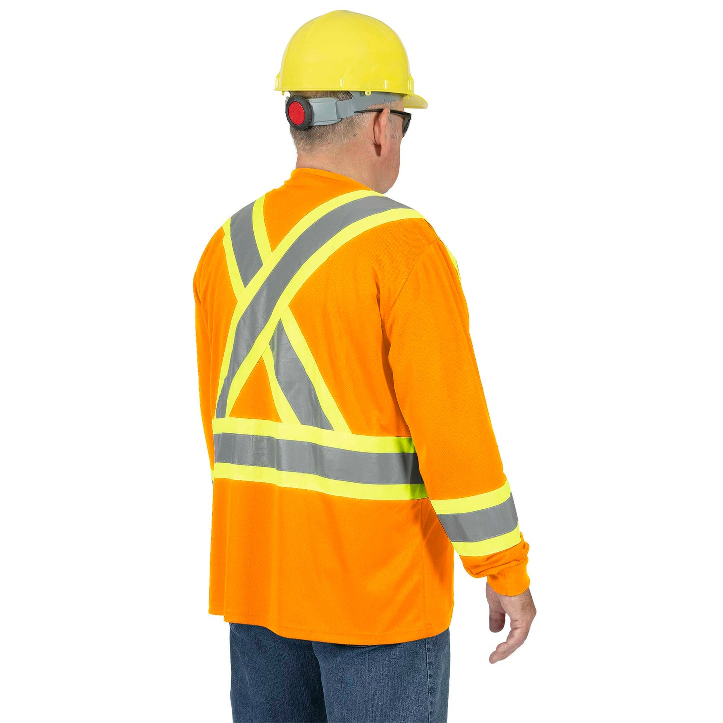 Chandail de sécurité à manches longues en polyester œil de perdrix, Orange, GR: 2TG