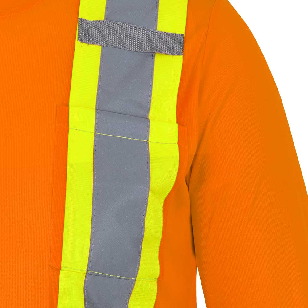 Chandail de sécurité à manches longues en polyester œil de perdrix, Orange, GR: XS