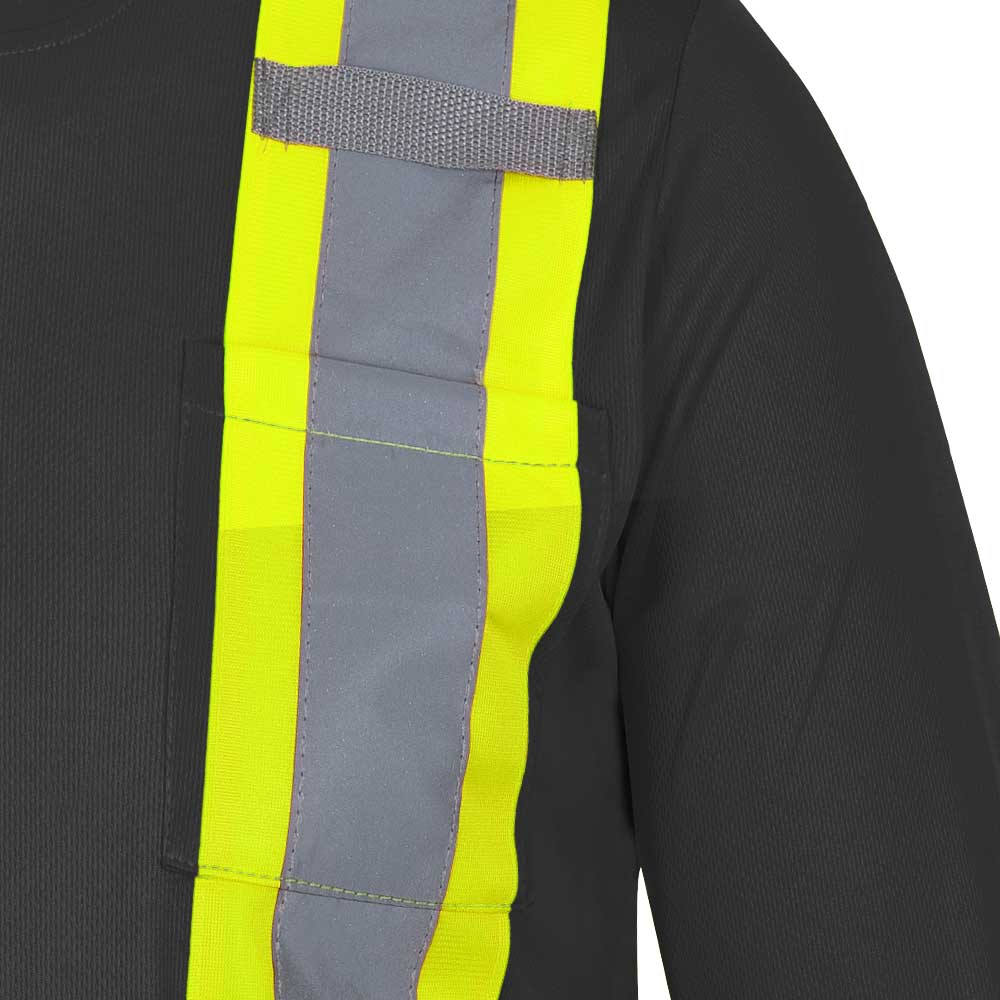 Chandail de sécurité à manches longues en polyester œil de perdrix, Noir, GR: XS