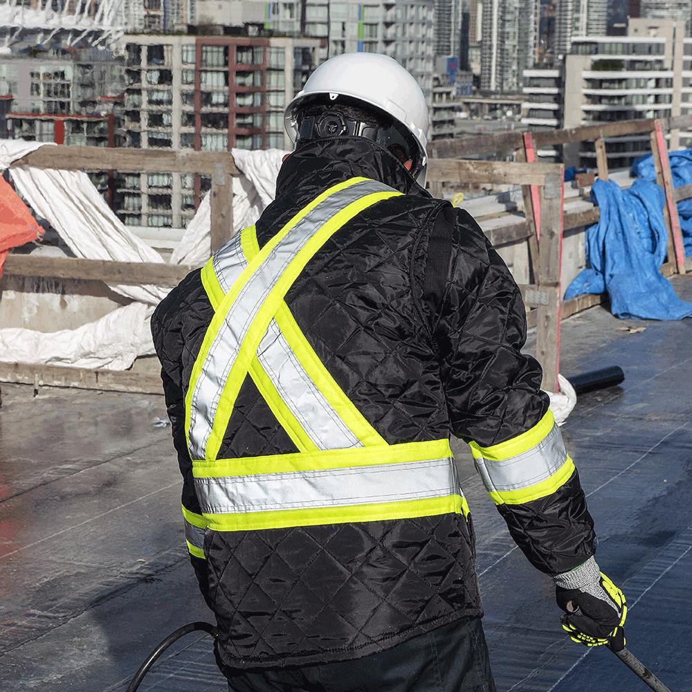 Hi-Vis Quilted Freezer Jacket, Black, SZ: 3XL