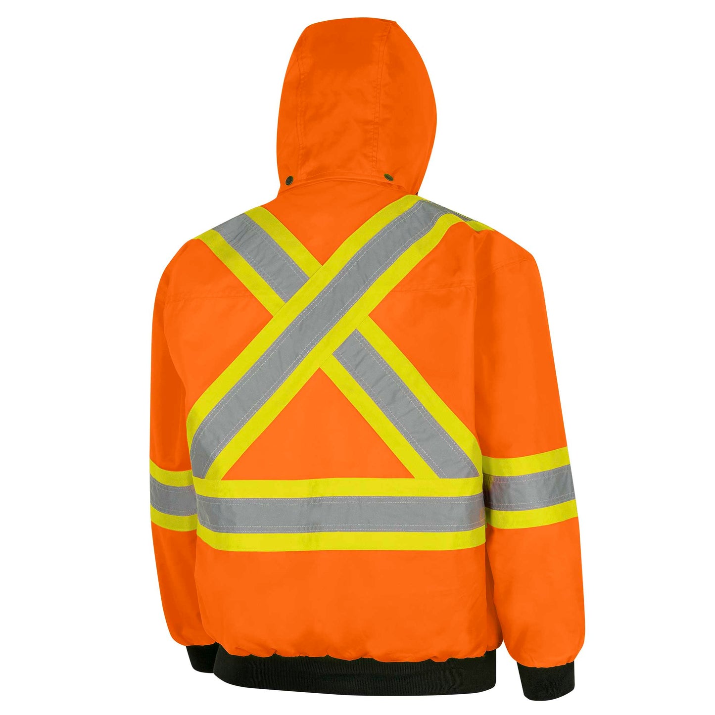 Hi-Vis Waterproof 7-in-1 Safety Bomber Jackets, Orange/Black, SZ: 2XL