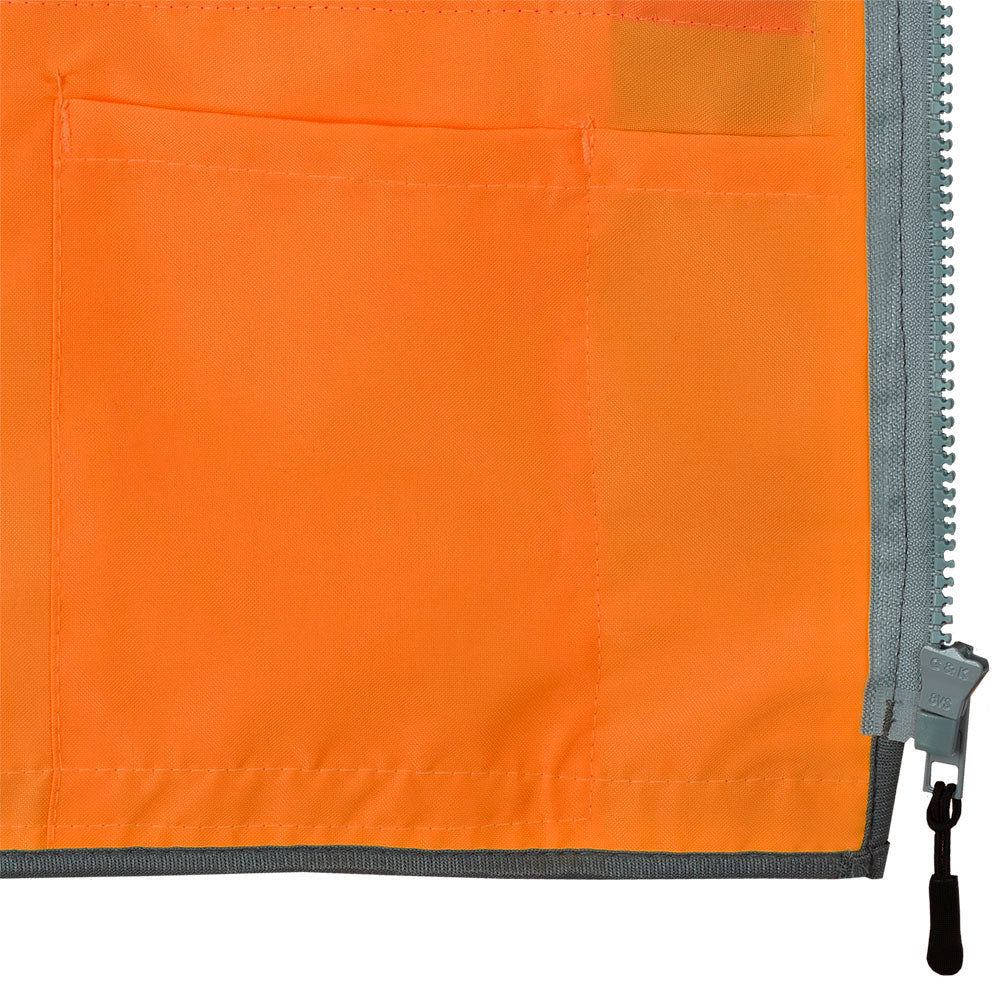Mesh Back Zip-Front Surveyor’s Safety Vests, Orange, SZ: L