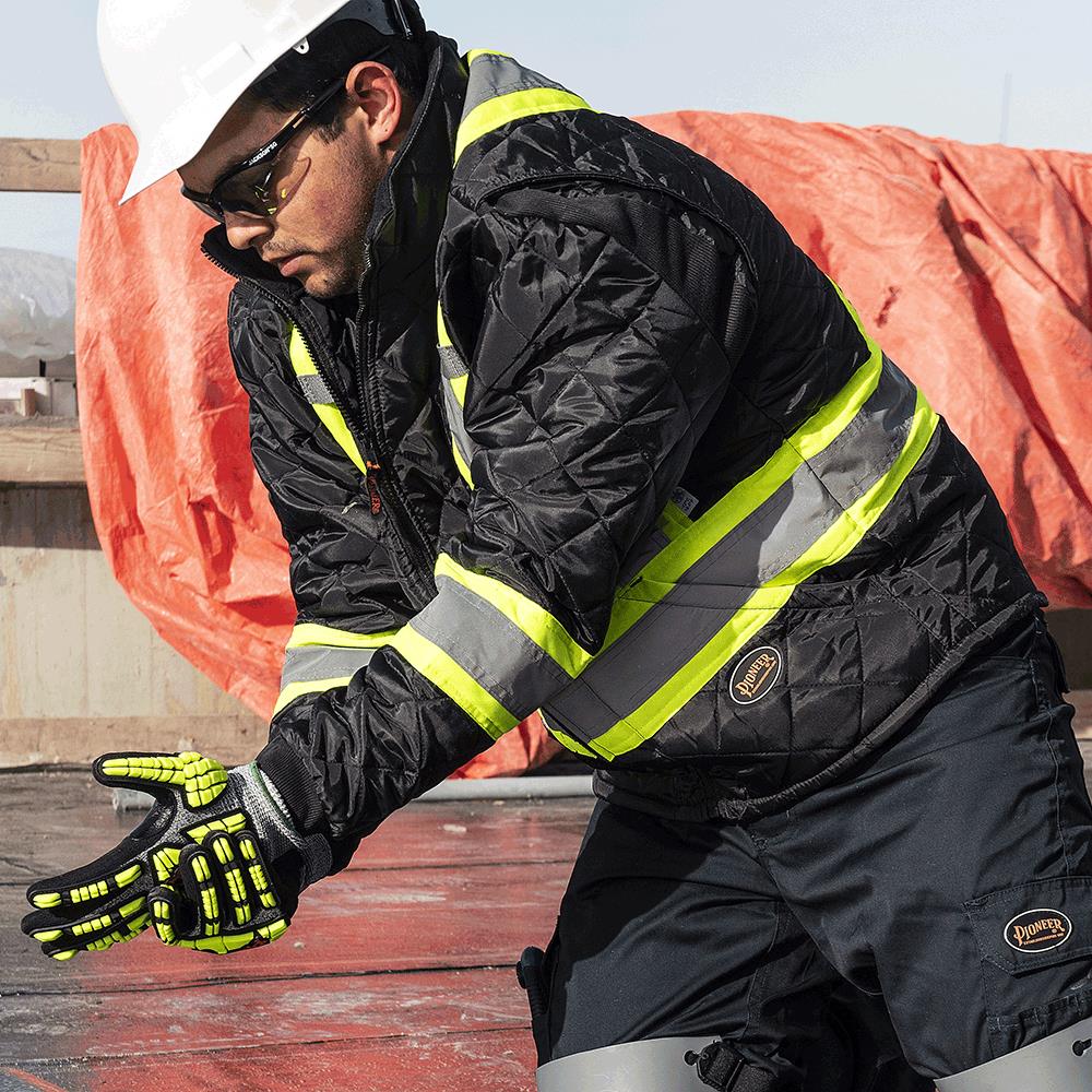 Hi-Vis Quilted Freezer Jacket, Black, SZ: 3XL