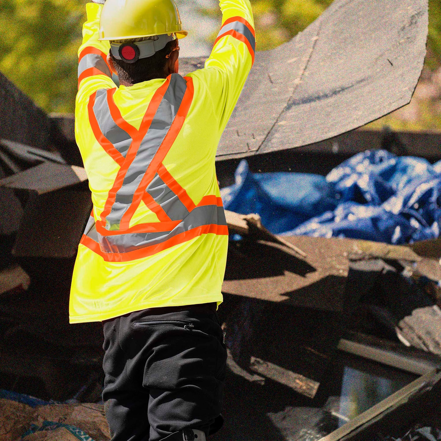 Chandail de sécurité à manches longues en polyester œil de perdrix, Jaune, GR: S