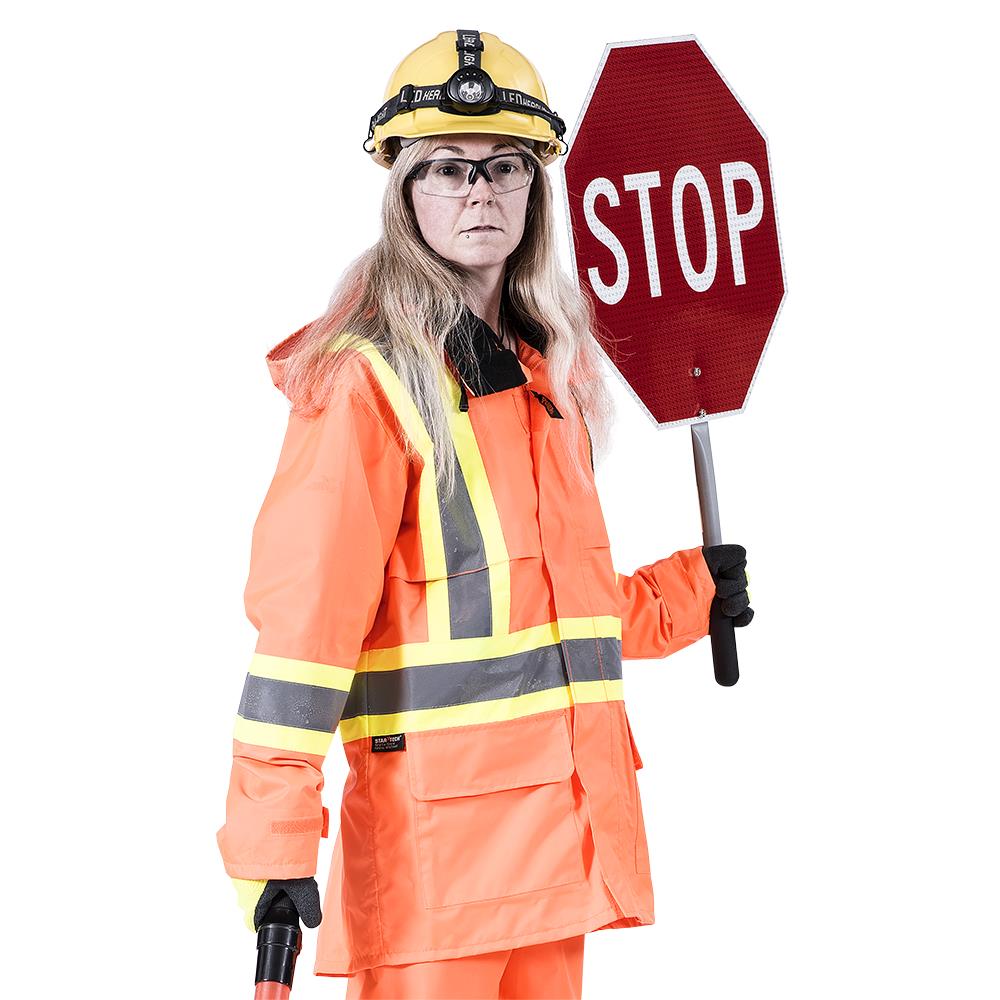 Veste de sécurité légère et imperméable avec capuche amovible, 150D, orange, SZ : 2XL