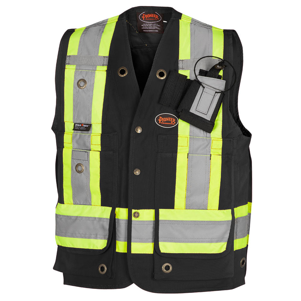 Gilets de sécurité en toile de coton, Noir, GR: 2XL