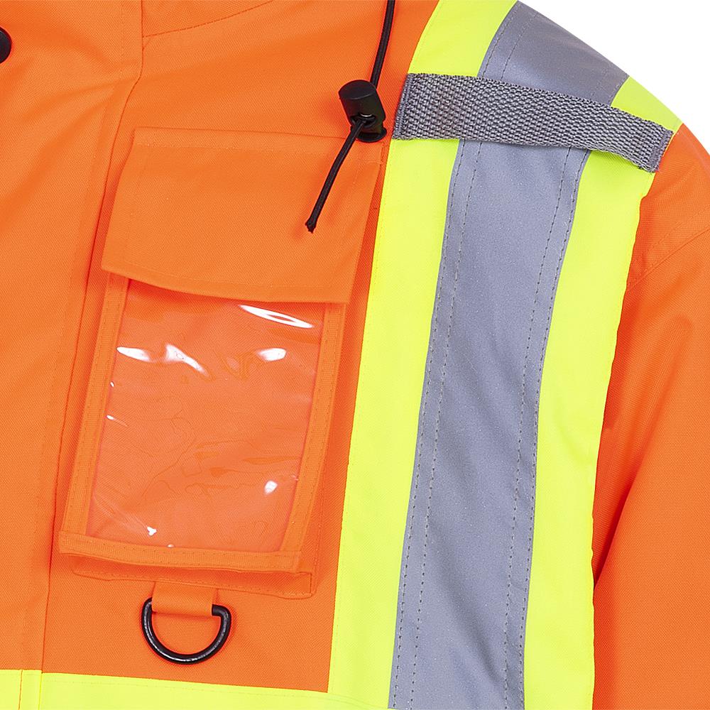 Blouson de sécurité matelassé imperméable haute visibilité pour l'hiver, 300D, orange, SZ : XL