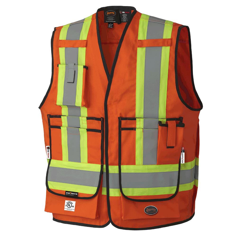 Hi-Viz FR-Tech® Flame Resistant Surveyor's Safety Vests, orange, SZ: L