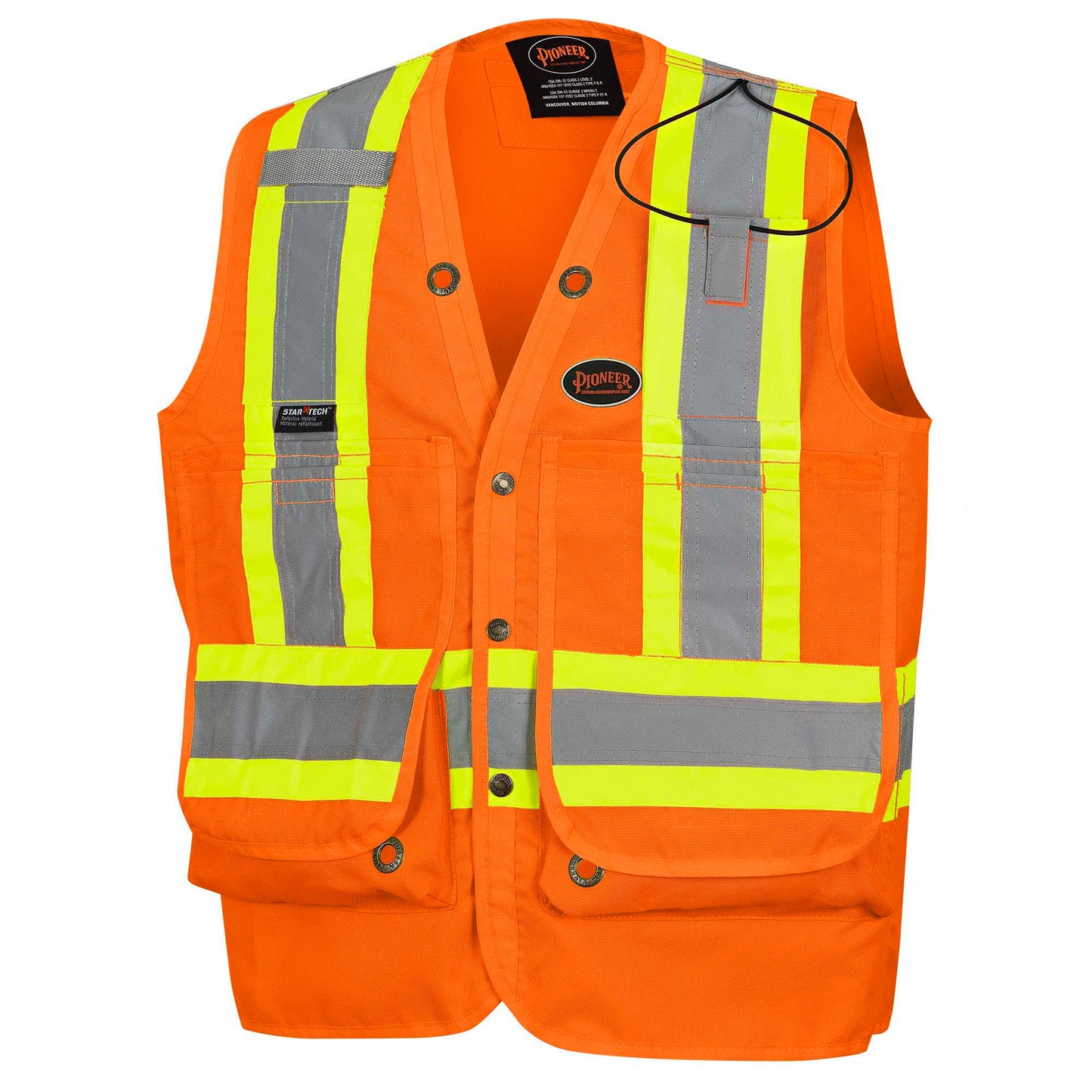 Gilets de sécurité - Polyester Oxford enduit de polyuréthane 600 deniers, Orange, GR: S