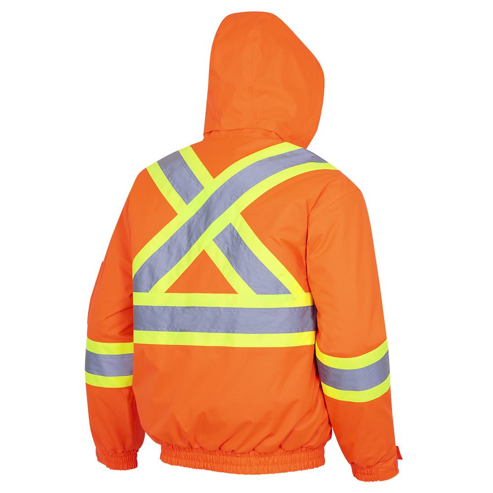 Blouson de sécurité matelassé imperméable haute visibilité pour l'hiver, 300D, orange, SZ : XL