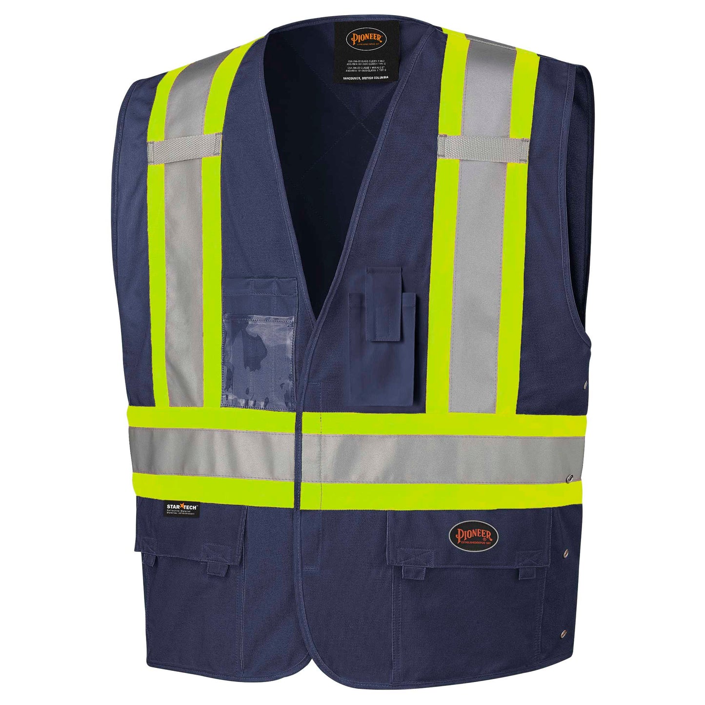 Veste de sécurité haute visibilité à côtés ajustables, Bleu Marine, GR: P/M