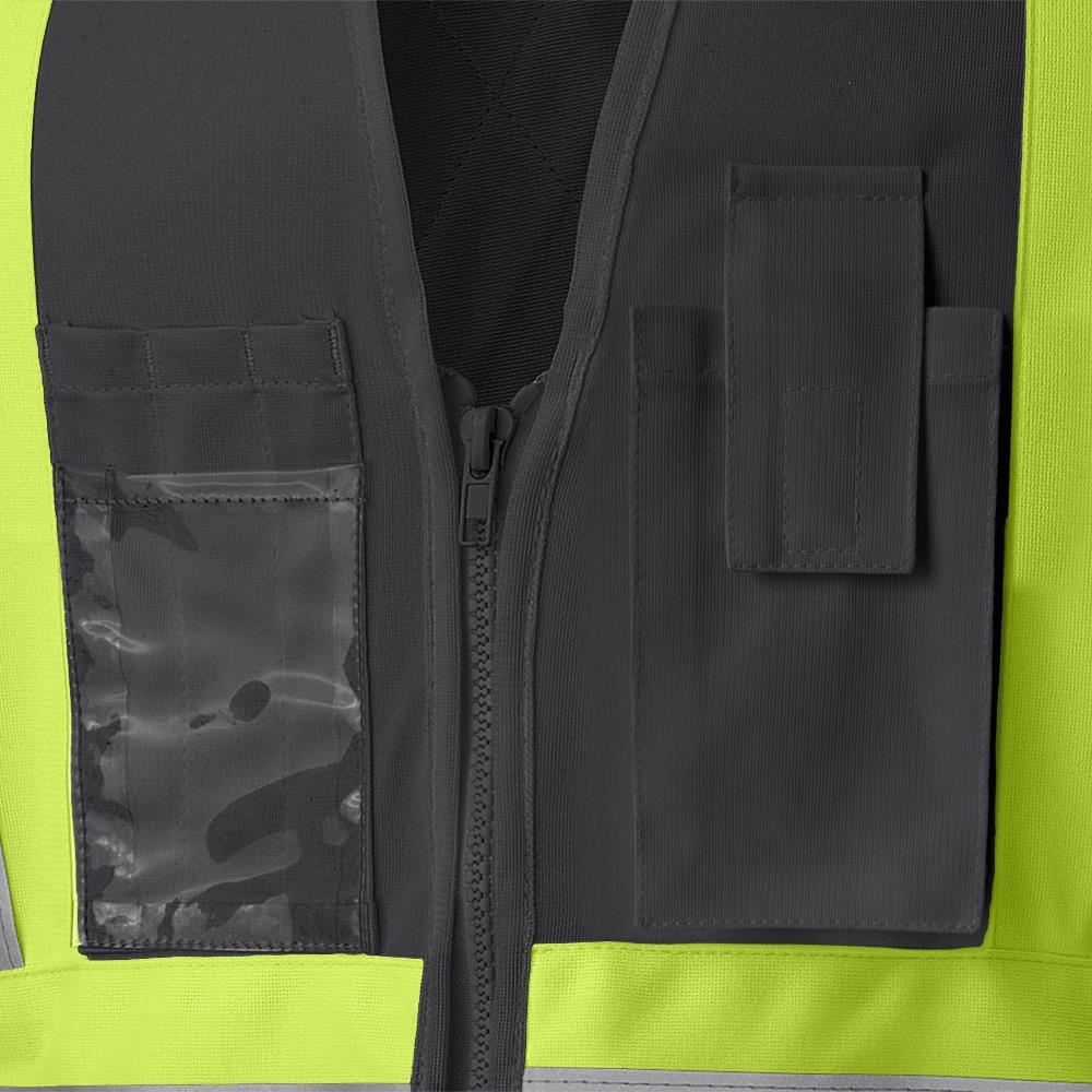 Veste de sécurité pour femmes, Tricot de Poly Interlock, Fermeture éclair, Noir, GR: L