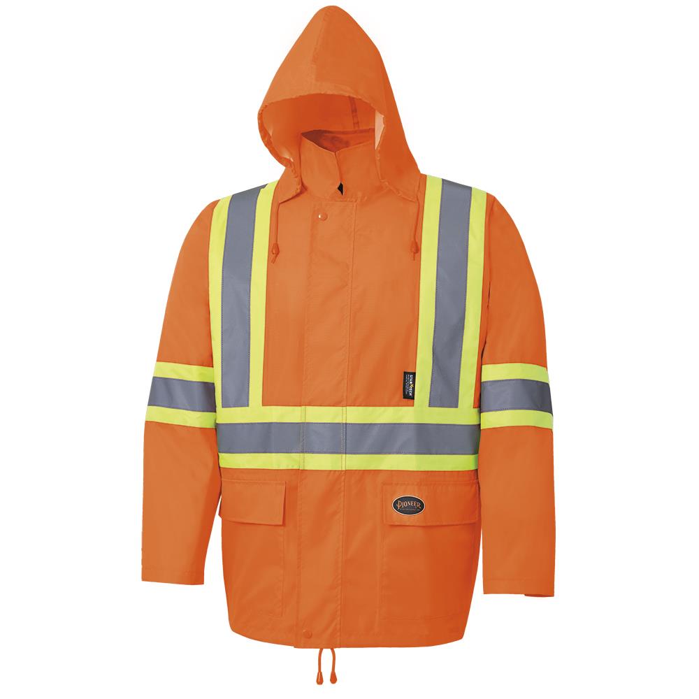 Hi-Viz Rain Suit, 150D Oxford Polyester, Orange, SZ: M