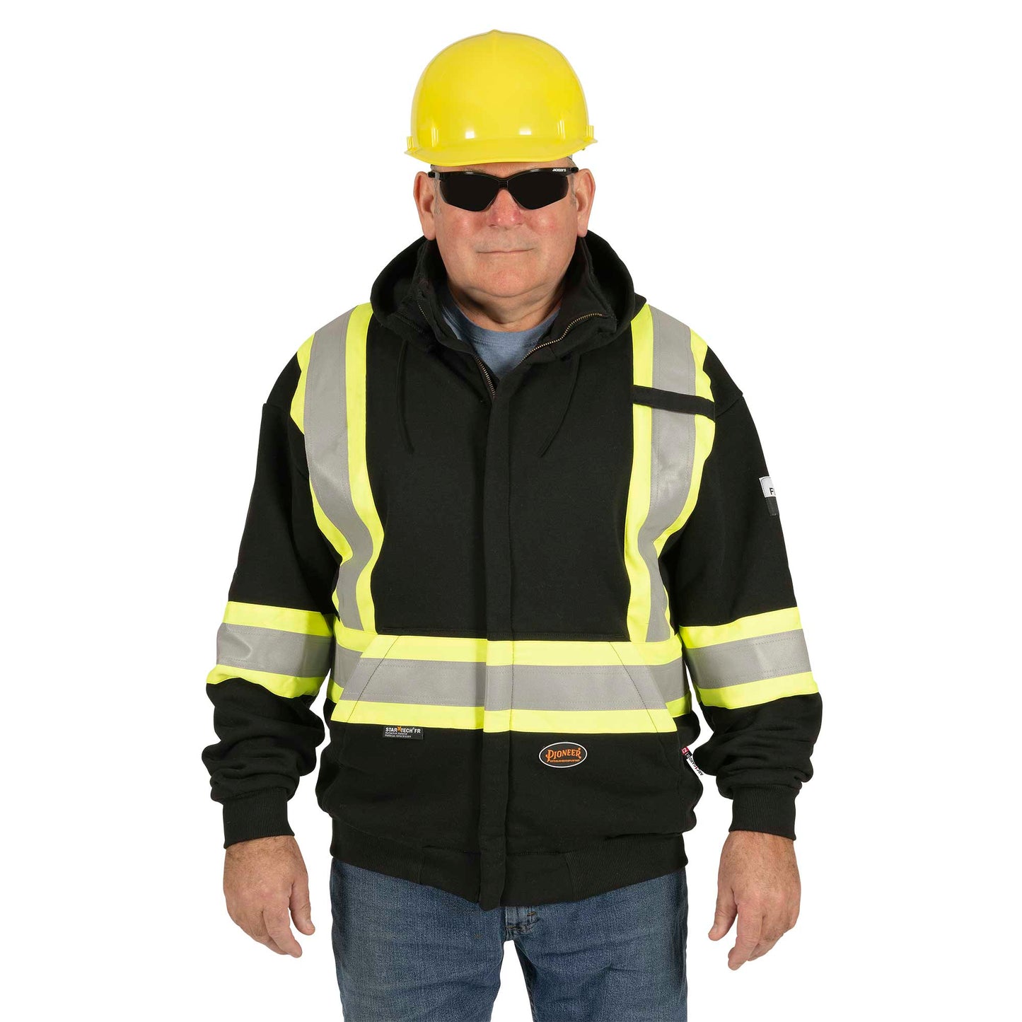Sweat à capuche de sécurité en coton épais avec fermeture éclair et ignifuge, noir, SZ : 2XL