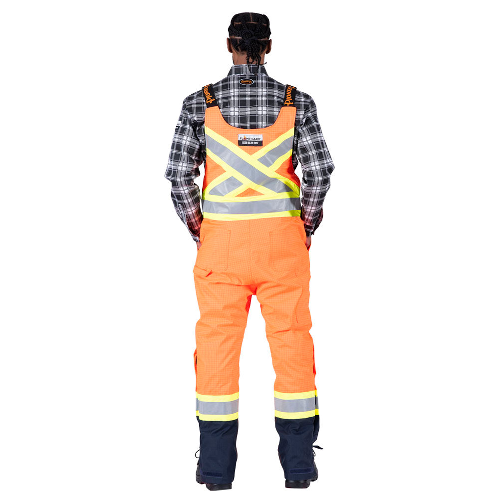 The Defender® Hi-Vis Anti-Static Safety Bib Pants, Orange, SZ: M