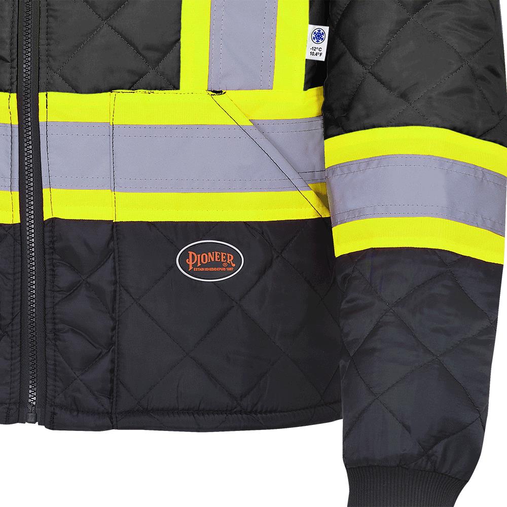 Hi-Vis Quilted Freezer Jacket, Black, SZ: 3XL