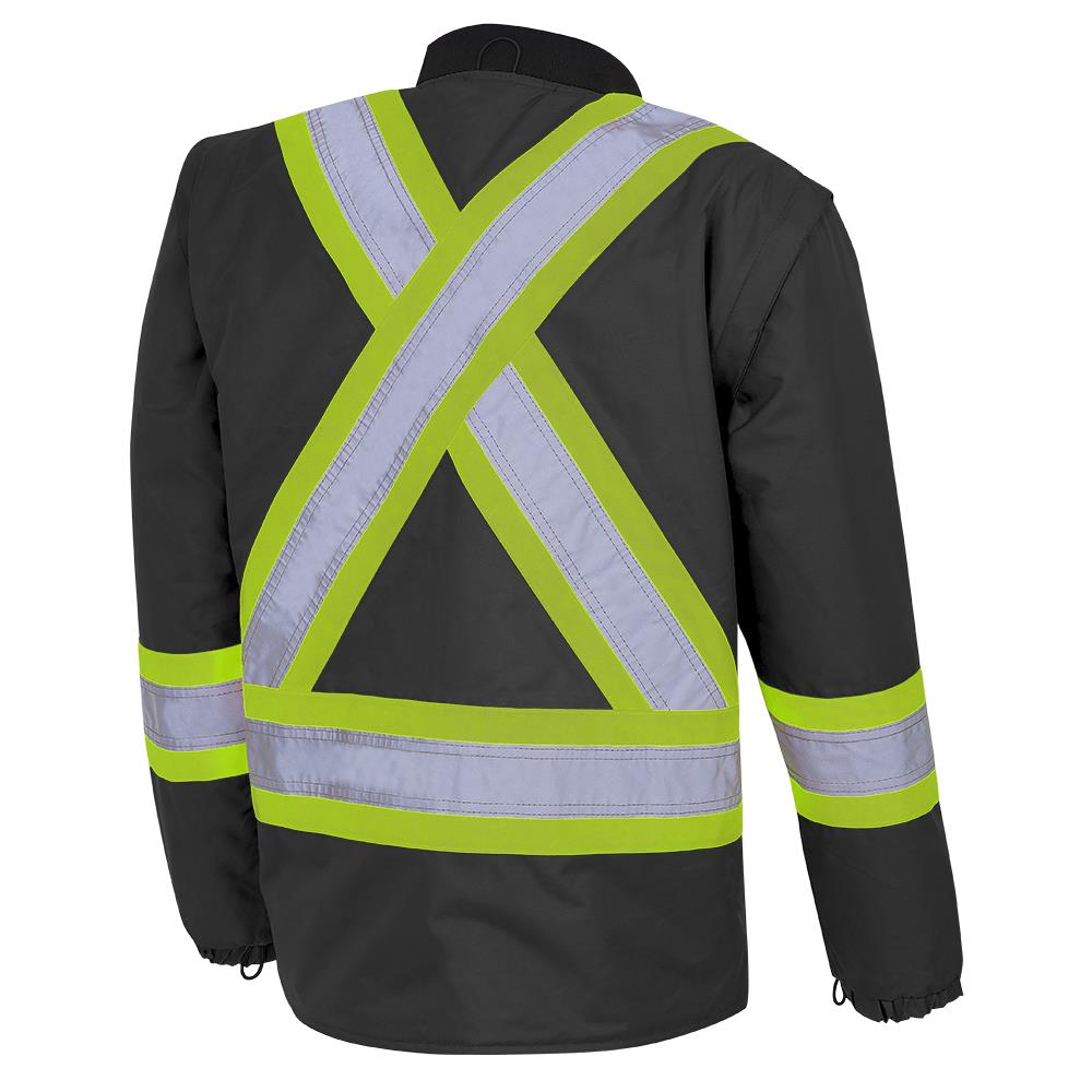 Parkas de sécurité imperméables haute visibilité 7 en 1, noir, SZ : L
